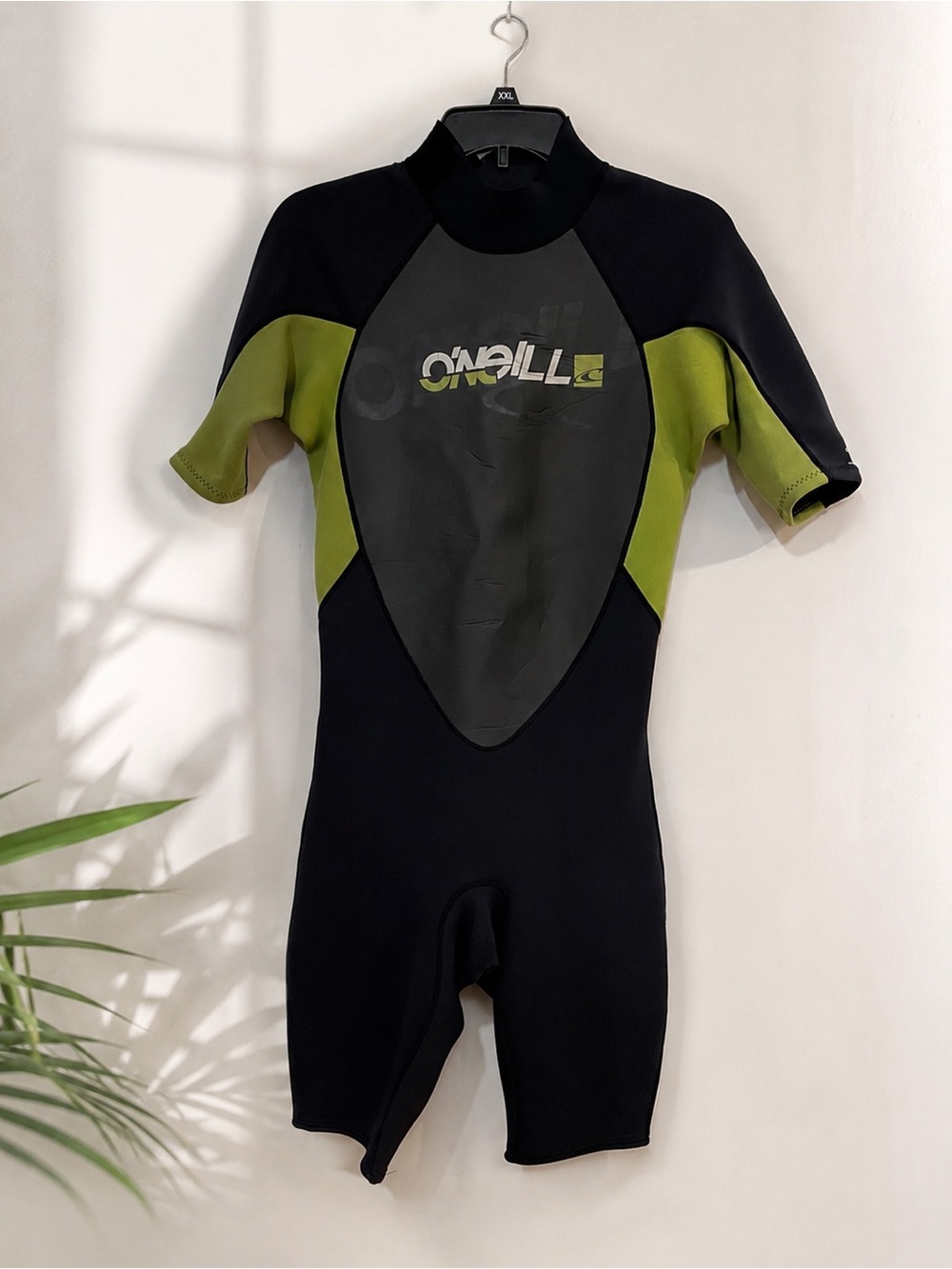 O'Neill Short Sleeve Reactor-2 2mm Back Zip Black & Olive Flexible Construction